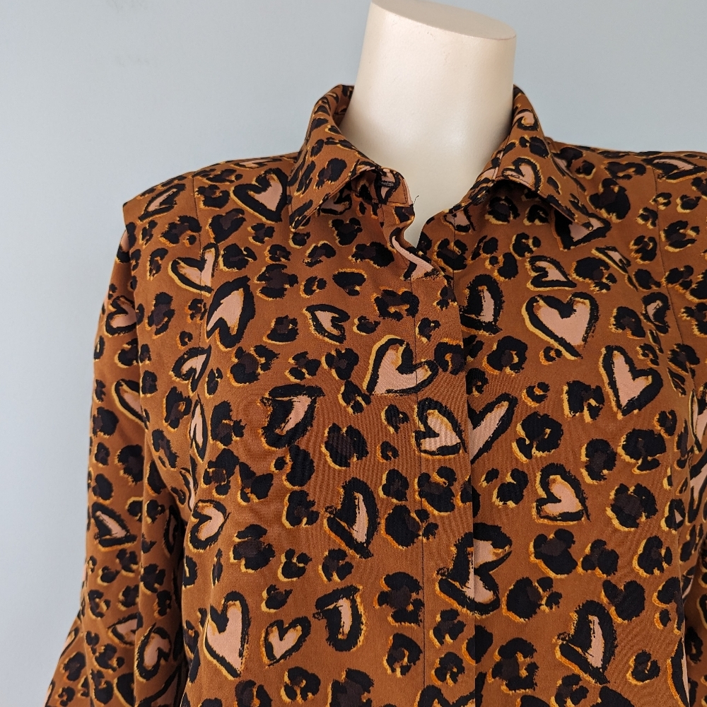 Karl Lagerfeld Paris Heart Print Long Sleeve Blouse - Picture 4 of 7